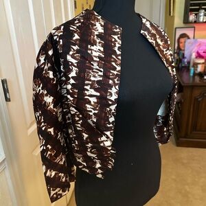 Vintage 1960s Short Dress Bolero Shrug Brown Pattern